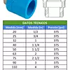 Macho Polipropileno Inserto Metálico Reducido -Resistente