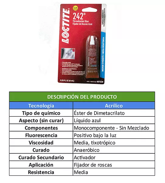 Loctite 242 Fijador De Roscas- Resistencia Media