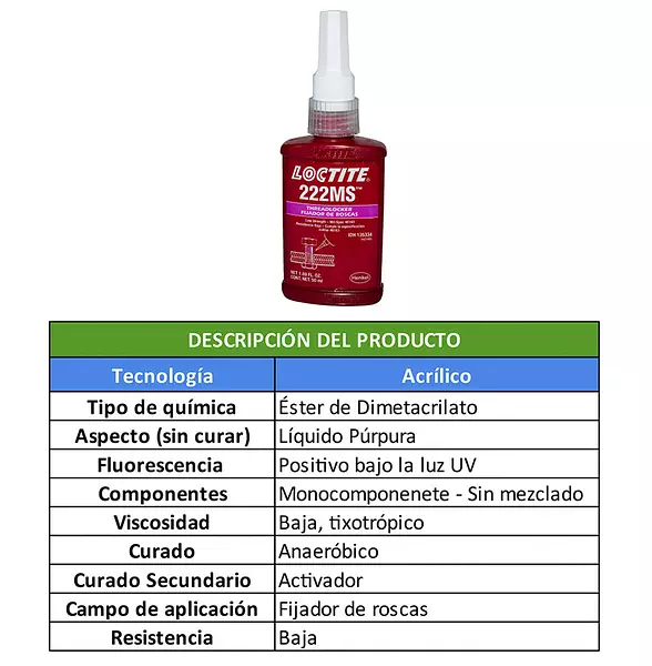 Loctite 222 Fijador De Roscas - Baja Resistencia