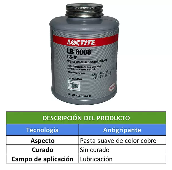 Loctite 8008 Anti Seize C5-A - Protege Y Lubrica