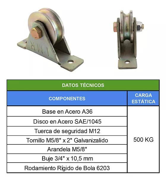 Polea 3" Para Guaya 1/2" Con Rodamiento
