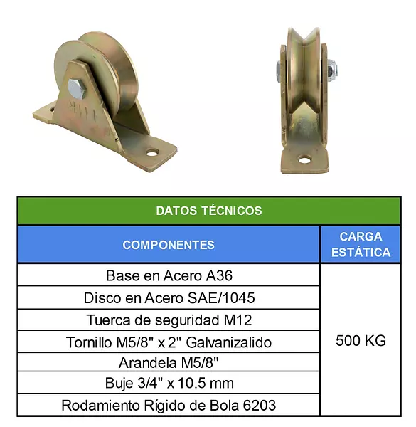 Polea 3" Perfil De V Con Rodamiento