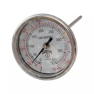 Termómetro Fijo 5" Acero Inoxidable Conexión Trasera 1/2" Np